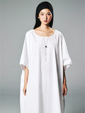 Japanese Omi Cotton Dress | Relaxed H-Line Silhouette | Ankle-Length Robe Cut | Women Dress | MRS Studios
