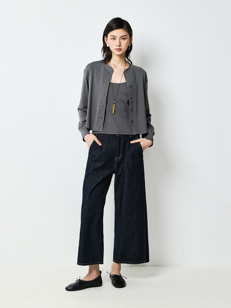 Vintage Wash Wide-Leg Jeans, view 5