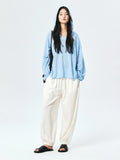 Cotton Hooded Sun-Protection Overshirt | Drop-Shoulder Relaxed Fit | V-Neck Ribbed Cuff | Women Top | MRS Studios