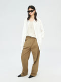 Pima Cotton Normandy Linen Pleated Trousers | Tailored Front Pleats | Single-Welt Back Pockets | Women Trousers | MRS Studios