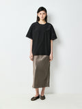Silk-Sheen Cotton Blend Top and Skirt Set | Cupro-Panel Raw Edges | Round-Neck Drop Shoulder | Women Set | MRS Studios