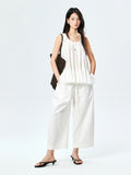 Pima Cotton & Silk Balloon Pants | Cocoon Drawstring Waist | Cropped 9/10 Length | Women Pants | MRS Studios