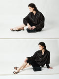 British Lambskin Zip Jacket | Vegetable-Tanned Bubble Leather | Notch Collar | Women Jacket | MRS Studios