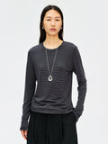 Japanese Lyocell Pinstripe Base Top | Long Sleeve Slim Fit | Soft Breathable | Women Tops | MRS Studios