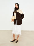 Saudi Suede Sheepskin Jacket | Lapel Collar Single-Breasted | Premium Reversed Leather | Women Jacket | MRS Studios