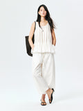 Silk-Modal Sleeveless Top | Fan-Pleated Hem | A-Line Silhouette | Women Top | MRS Studios