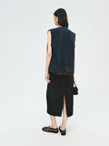 Japanese Triacetate Blazer and Vest Set | Liquid Drape Silhouette | Collarless V-Neck Finish | Women Set | MRS Studios
