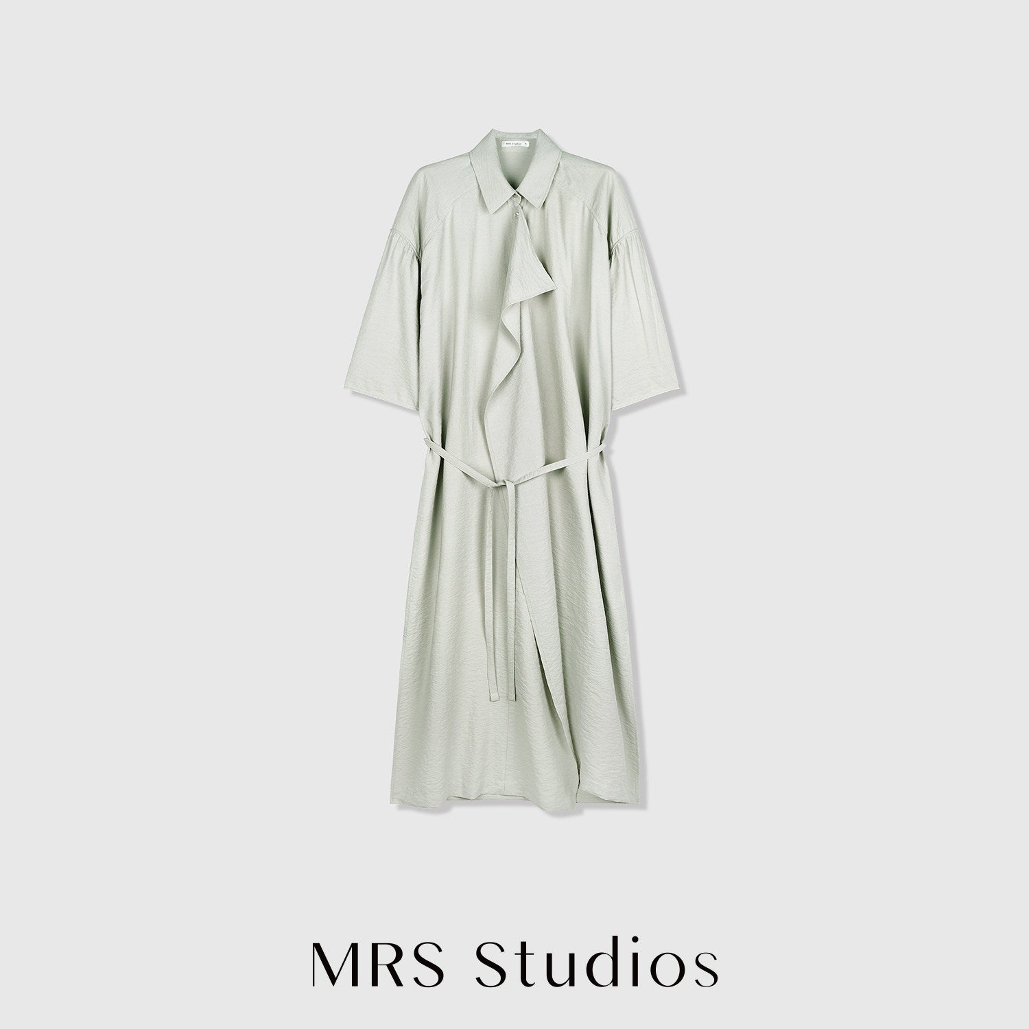 Dry Silk Mulberry Silk Shirt Dress | Asymmetric Front Placket | Side Slit and Belt | Women Dress | MRS Studios