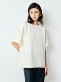 Silk-Sheen Cotton Blend Top and Skirt Set | Cupro-Panel Raw Edges | Round-Neck Drop Shoulder | Women Set | MRS Studios