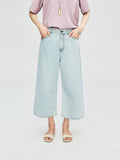 Lyocell Cotton Wide-Leg Jeans | Cropped Wide-Leg Cut | Hand-Distressed Vintage Detailing | Women Jeans | MRS Studios