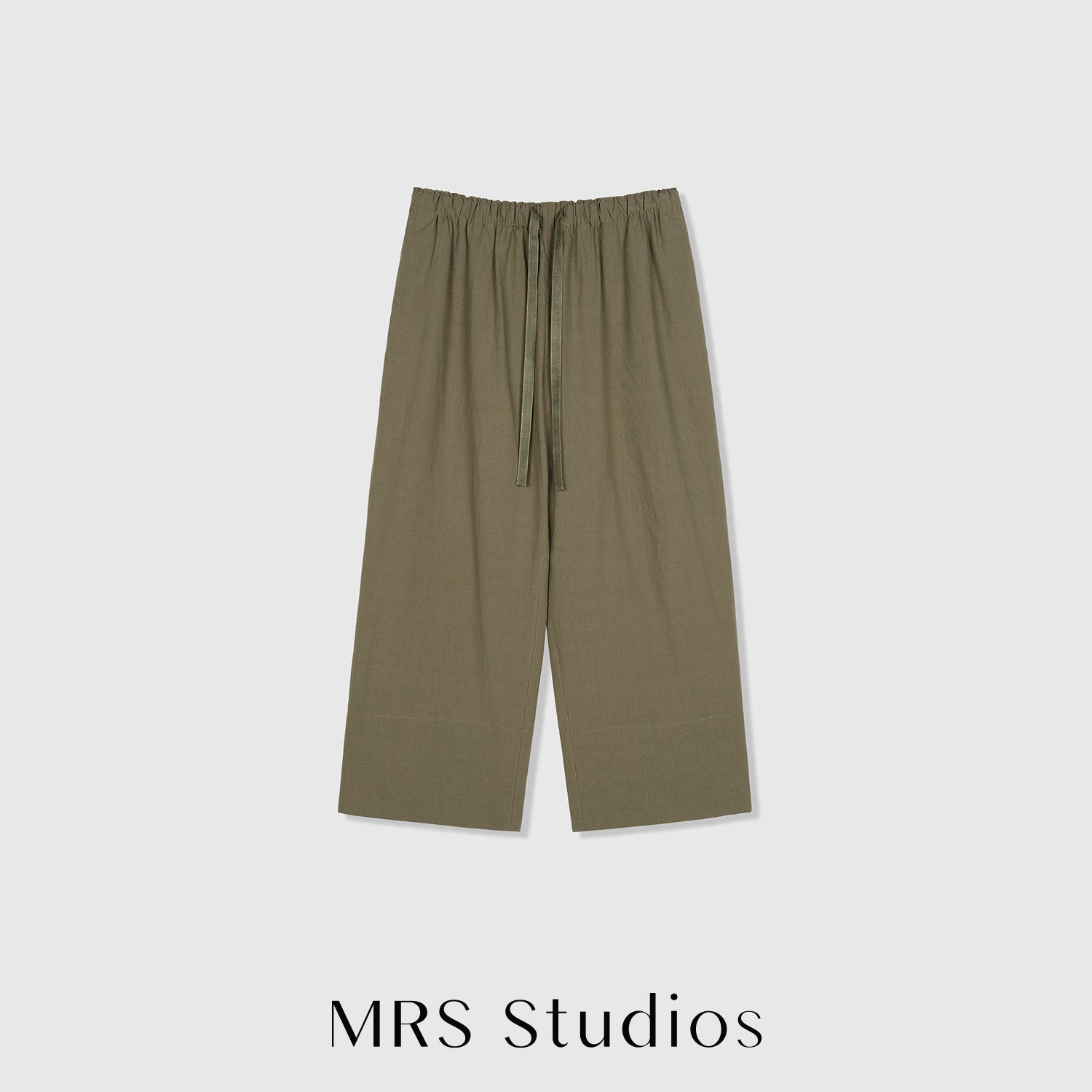 American Pima Salt-Shrunk Wide-Leg Pants | Drawstring Elastic Waist | Cropped Wide-Leg Cut | Women Trousers | MRS Studios