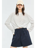 Linen Cotton Fine Stripe Knit Cover-Up | Airy Breathable Weave | Drop Shoulder Relaxed Fit | Women Top | MRS Studios