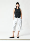 Wool Silk Hemp Knit Cardigan Vest & Tee Set | Horn Buttons | Rolled Edges | Women Knitwear | MRS Studios