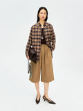 Vintage Wool Blend Trousers | Relaxed 7/10 Length | Elastic Waist | Casual Wide Straight Fit | MRS Studios