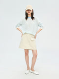 Cotton Nylon Canvas Utility A-Line Skirt | Asymmetric Pocket Design | High-Waist Flattering Cut | Women Skirt | MRS Studios
