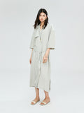 Dry Silk Mulberry Silk Shirt Dress | Asymmetric Front Placket | Side Slit and Belt | Women Dress | MRS Studios
