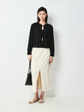 Snowflake Cotton Knit Camisole and Cardigan Set | Stand-Collar Cardigan | Embroidered-Edge Straps | Women Set | MRS Studios