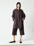 Cotton Hemp Single-Breasted Trench Coat | Raglan Sleeve | Convertible Collar | Women Coat | MRS Studios