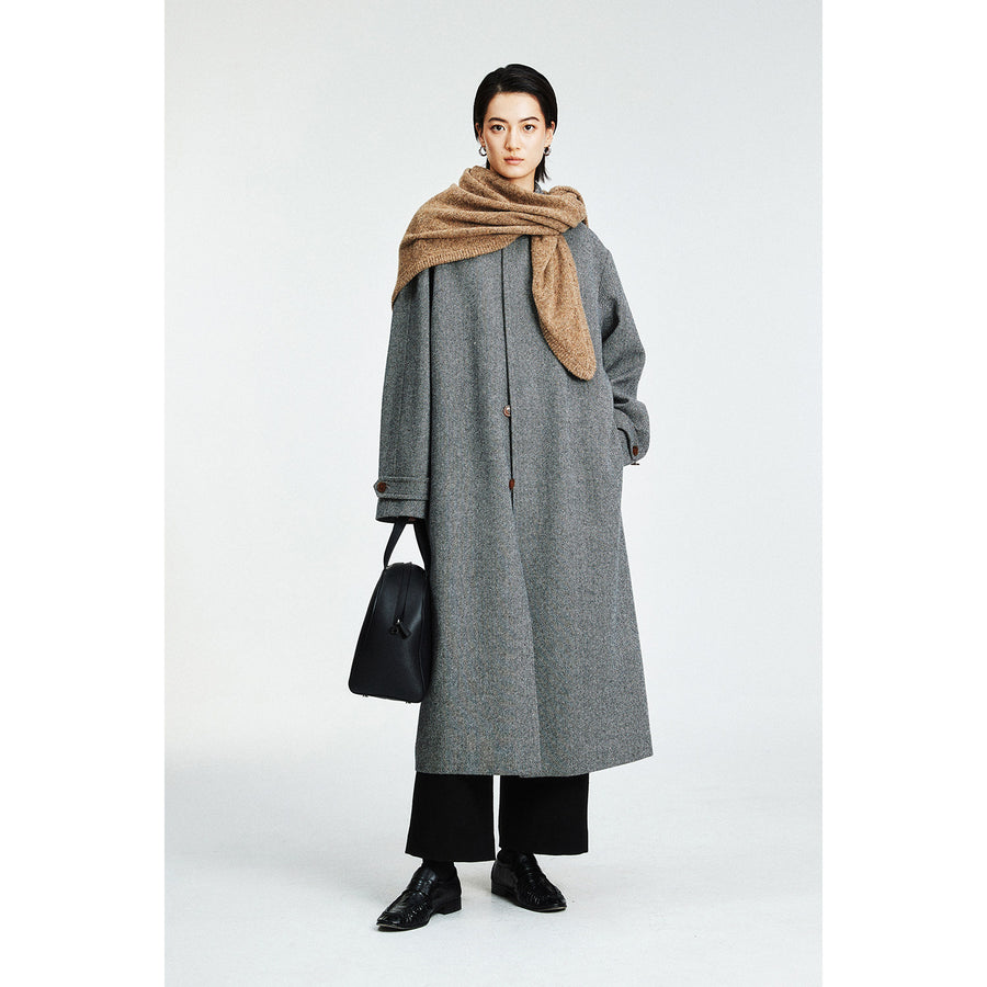 Moon Herringbone Wool Pimlico Coat | Single Breasted | British Moon Wool Tweed | Vintage Tweed Overcoat | MRS Studios