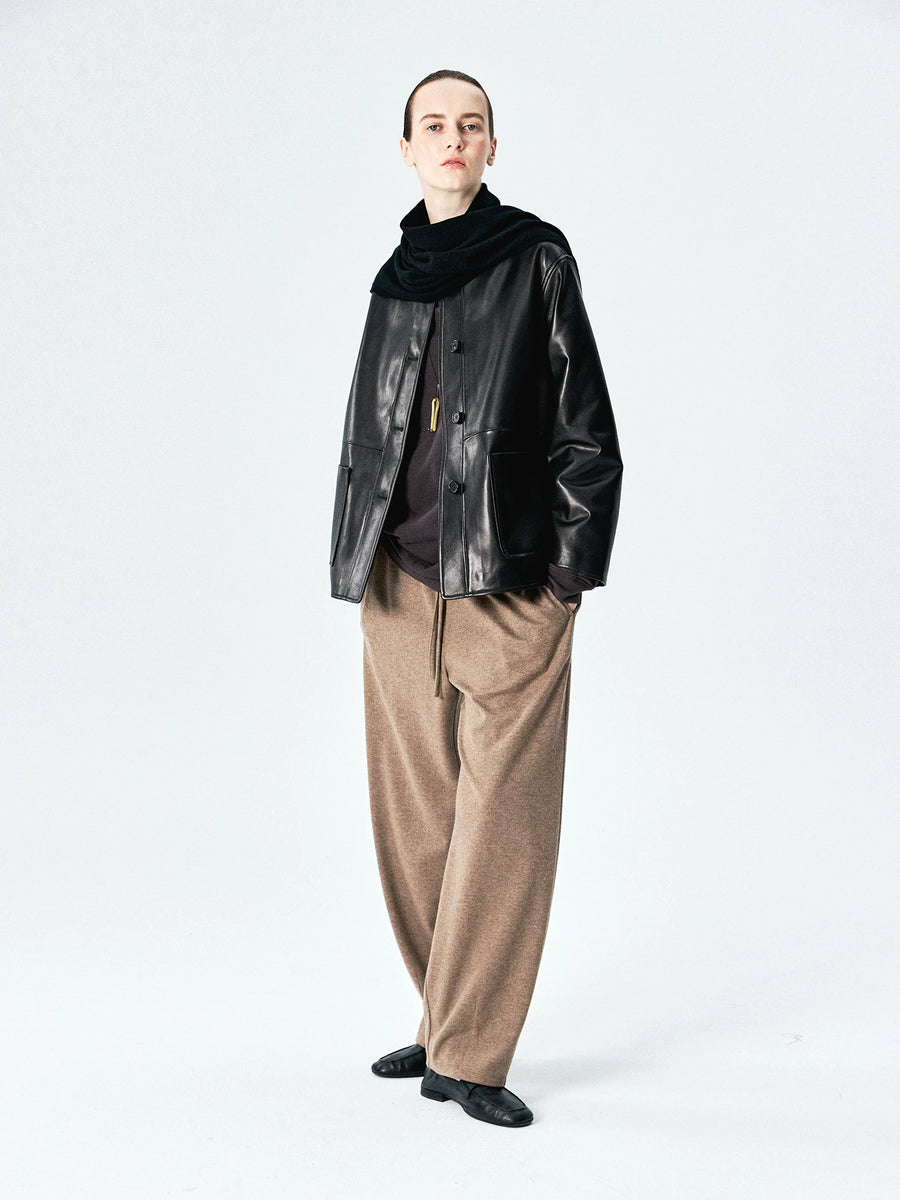 Spanish Lambskin Collarless Leather Jacket