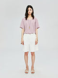 Japanese Hollow-Yarn Curved-Leg Trousers and Shorts | Ultra-Light Tech Fibre Cloth | Curved Long Leg or Bermuda Cut | Women Trousers | MRS Studios
