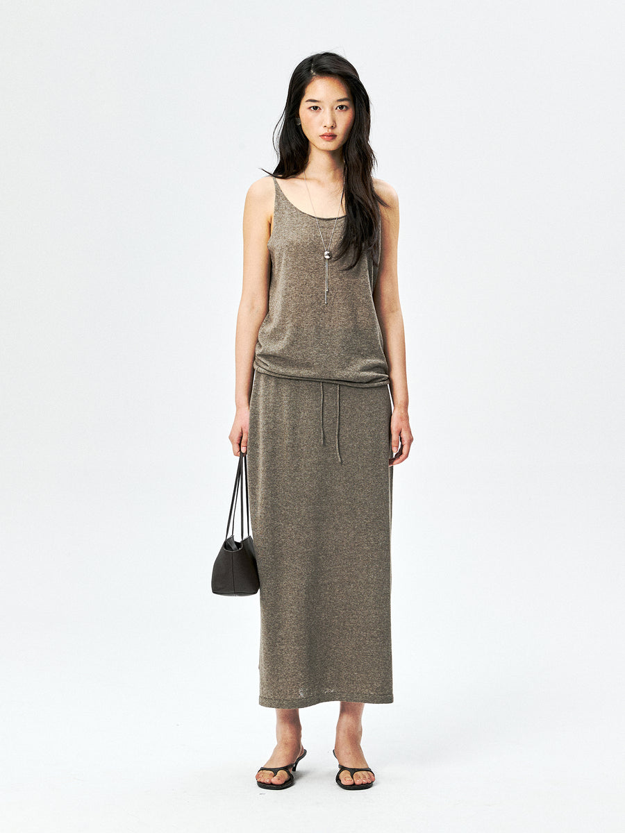 Linen Blend Camisole, Skirt & Shawl, view 4