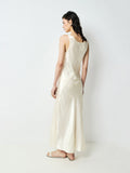 Japanese Acetate Satin Slip Dress | Architectural Panel Seams | U-Neck Micro-Fishtail | Women Dress | MRS Studios
