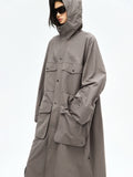 Long Hooded Utility Coat | Cotton-Polyester Blend | Water-Resistant Layer | Women Coat | MRS Studios