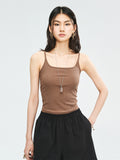 Modal Cotton Knit Camisole | Built-In Bra Cups | Cropped Open-Back Design | Women Top | MRS Studios