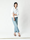 Long-Staple Cotton Loopback Sweatshirt | Ribbed Half-Placket Collar | Drop Shoulder | Women Top | MRS Studios