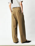 Pima Cotton Normandy Linen Pleated Trousers | Tailored Front Pleats | Welt Back Pockets | Women Pants | MRS Studios
