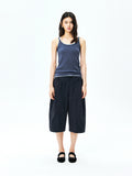Cotton Nylon Pleated Trousers | Semi-Elastic Waist | Cropped Newsboy | Women Pants | MRS Studios