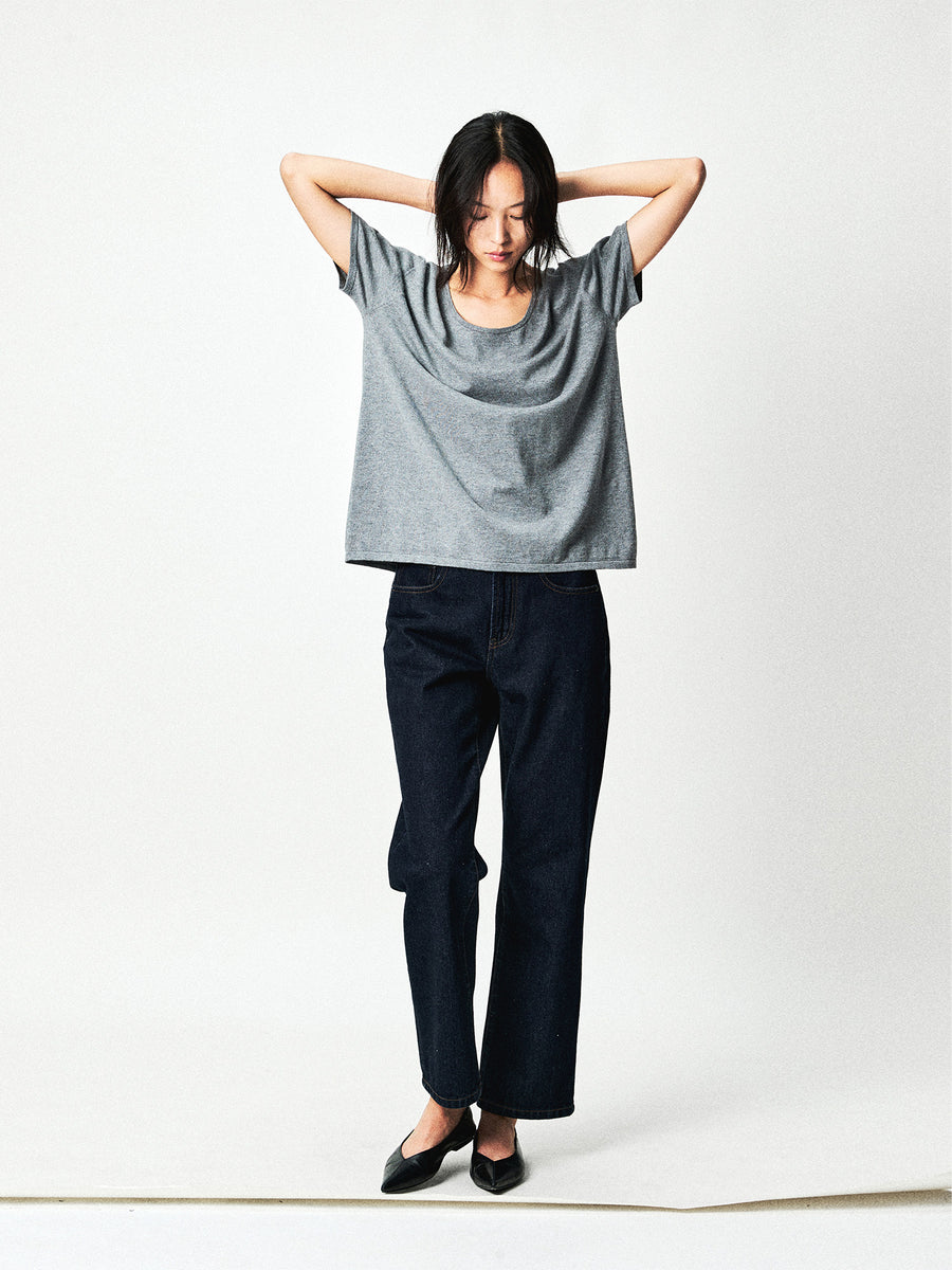 Mesh-Weave Cotton Straight Jeans, view 7