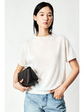 Consinee Lyocell Cashmere Knit Top | Rolled-Edge Funnel Neck | Short Sleeve | Women Knitwear | MRS Studios