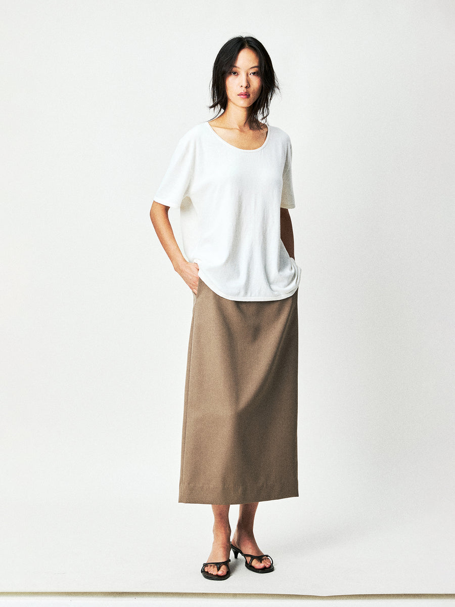 Silk Cotton Knit Short Sleeve Top, view 2