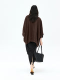 French Linen V-Neck Batwing Cape Blouse | Drop-Shoulder A-Line | Hi-Low Curved Hem | Women Top | MRS Studios