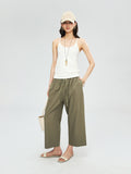 Lyocell Cotton Ribbed Halter Tank | Narrow Racer Strap | 1x1 Rib Knit Texture | Women Top | MRS Studios