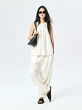 Eco Cellulosic-Blend Halter Tank & Balloon-Pant Set | Tie Neckline | Cuffed Hem | Women Set | MRS Studios