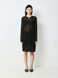 Viscose Nylon Knit Cardigan and Skirt Set | Sheer Airy Hand | H-Line Silhouette | Women Set | MRS Studios