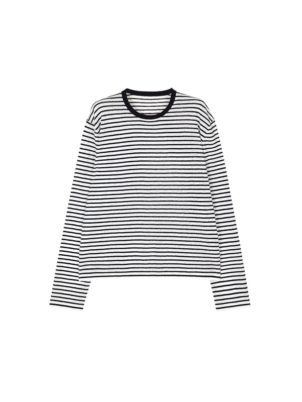 Linen-Cotton Knit Overshirt | Breathable Sun Protection | Relaxed Drop-Shoulder Stripe | Women Top | MRS Studios