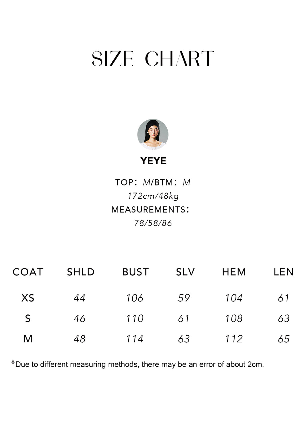 Size chart for Linen-Cotton Knit Overshirt