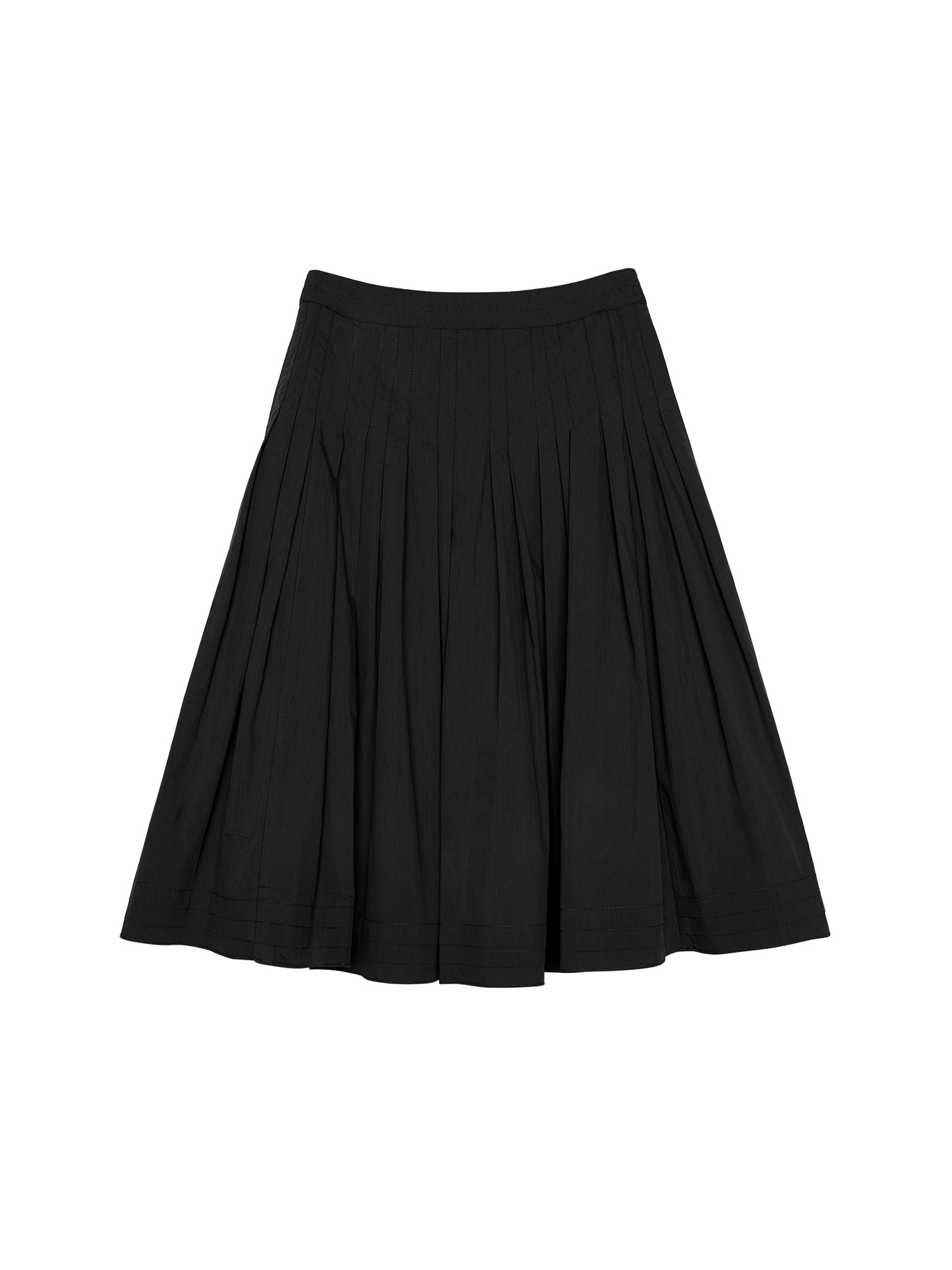 Cotton Nylon A-Line Pleated Skirt | Sharp Topstitched Pleats | Hidden Back Zip | Women Skirt | MRS Studios