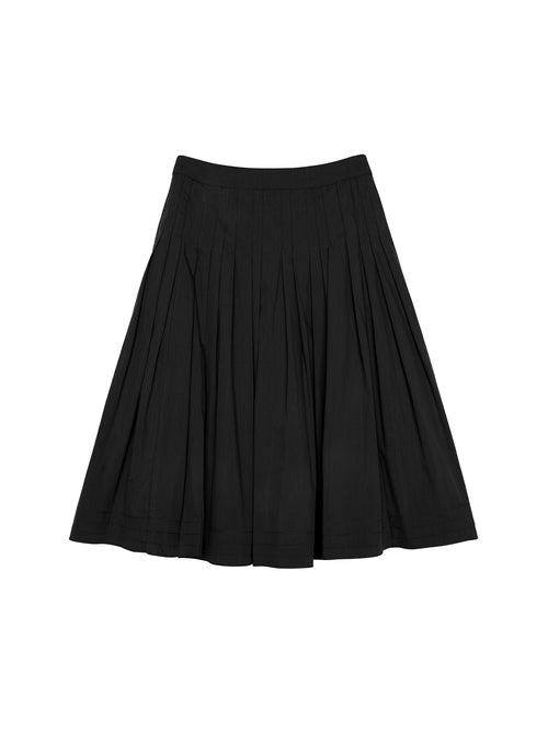 Cotton Nylon A-Line Pleated Skirt | Sharp Topstitched Pleats | Hidden Back Zip | Women Skirt | MRS Studios