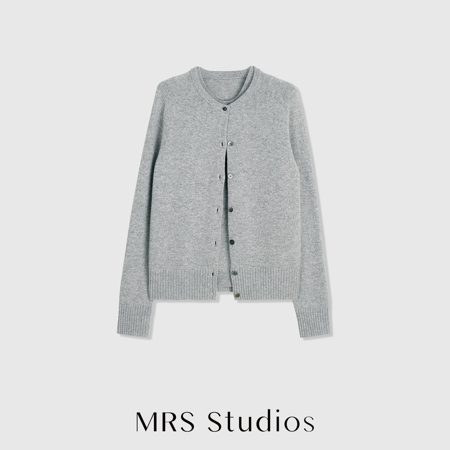 Consinee A-Grade Cashmere Cardigan | Faux Two-Piece Design | Double Layer Crew Neck | Women Knitwear | MRS Studios