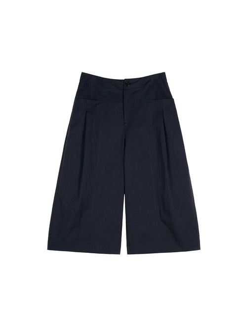 Cotton Nylon Pleated Trousers | Semi-Elastic Waist | Cropped Newsboy | Women Pants | MRS Studios