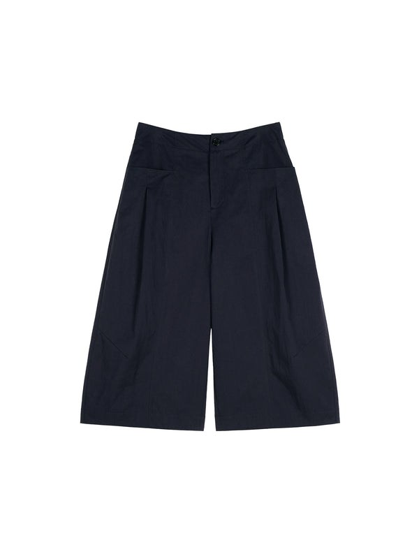 Cotton Nylon Pleated Trousers | Semi-Elastic Waist | Cropped Newsboy | Women Pants | MRS Studios