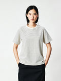 Japanese Heavyweight Jersey Striped Tee | Crew Neck Short Sleeve | Stripe-Matched Seams | Women Top | MRS Studios