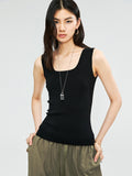 Japanese Acetate Cotton Square-Neck Tank | Long and Cropped Lengths | Wide Strap Slim Cut | Women Top | MRS Studios