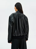Uncoated Lambskin Baseball-Collar Jacket | Soft First-Layer Leather | Stand Collar & Zip Front | Women Jacket | MRS Studios