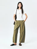 Pima Cotton Cocoon Trousers | Salt-Shrink Crinkle Texture | Vertical Seam Lines | Women Pants | MRS Studios